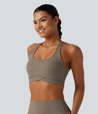 Low Support Built-in Bra Yoga Sports Bra — Dawn Brown — view 3