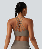 Low Support Built-in Bra Yoga Sports Bra — Dawn Brown — view 4