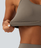 Low Support Built-in Bra Yoga Sports Bra — Dawn Brown — view 6