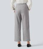 High Waisted Pintuck Tapered Work Trousers with Pockets — Drizzle Grey — view 2