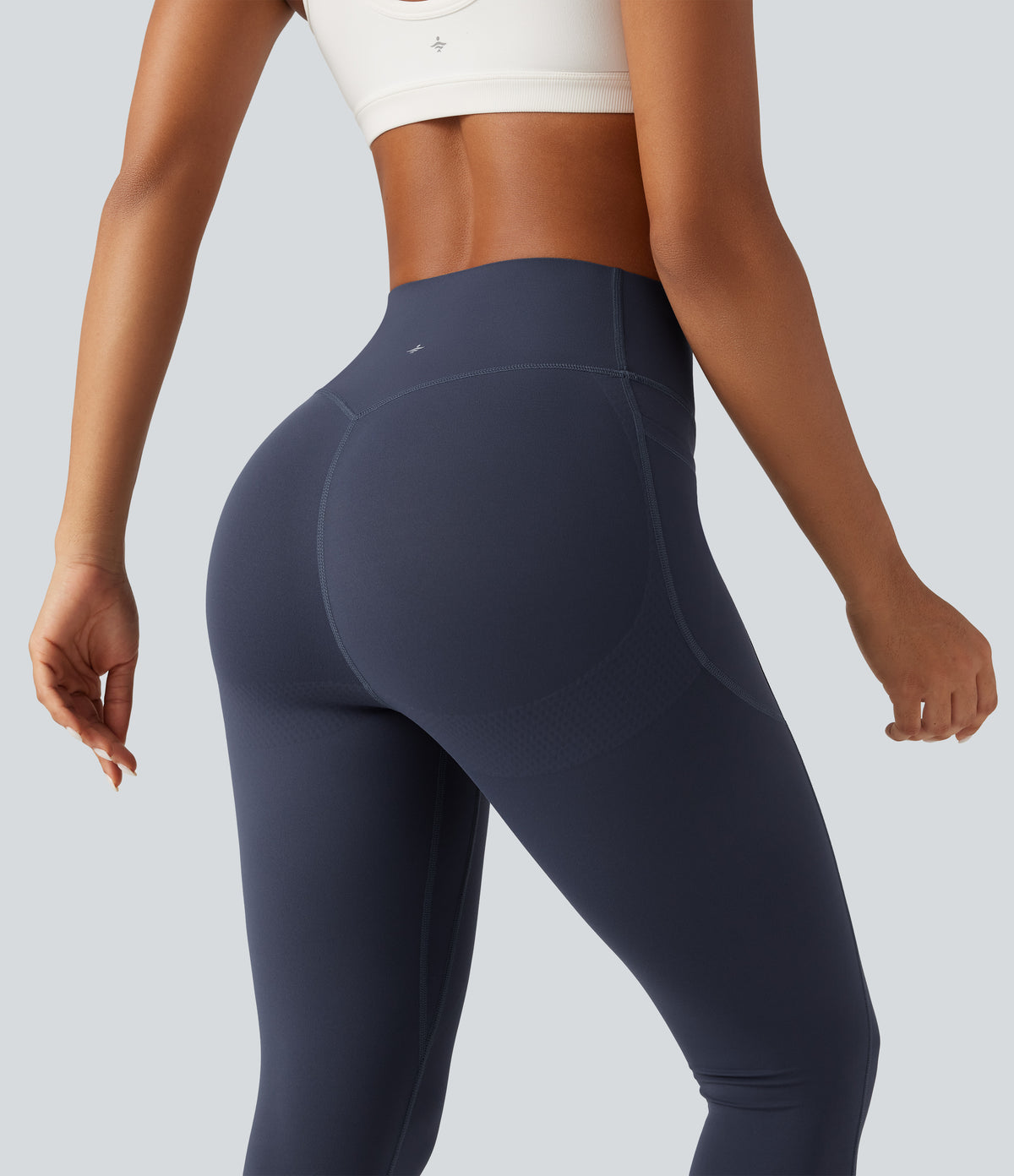 High Waisted Tummy Control Butt Lifting Yoga Leggings with Pockets — Mood Indigo — view 5