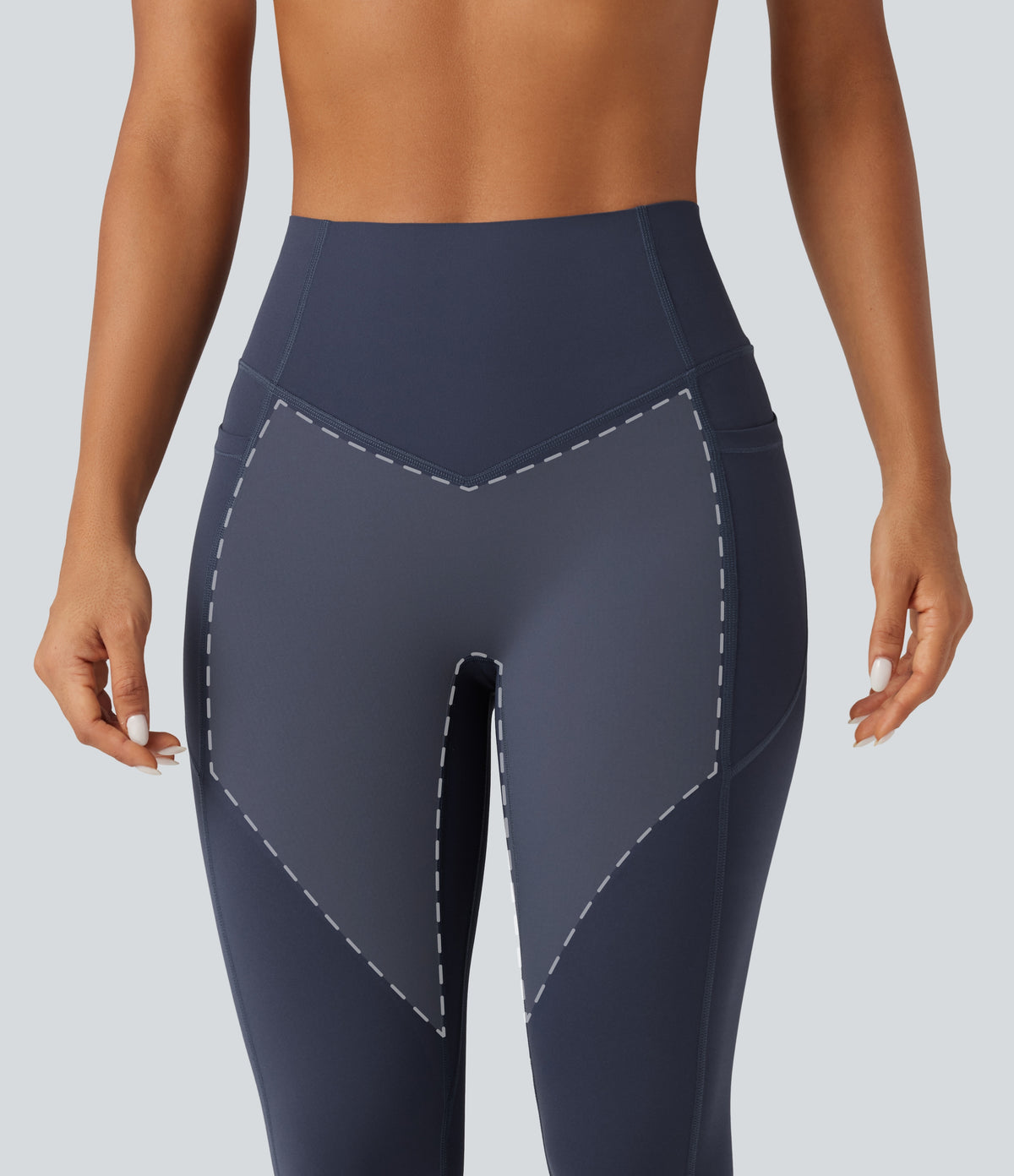 High Waisted Tummy Control Butt Lifting Yoga Leggings with Pockets — Mood Indigo — view 6