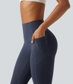 High Waisted Tummy Control Butt Lifting Yoga Leggings with Pockets — Mood Indigo — view 4