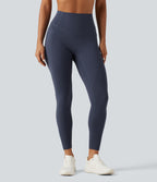High Waisted Tummy Control Butt Lifting Yoga Leggings with Pockets — Mood Indigo — view 3