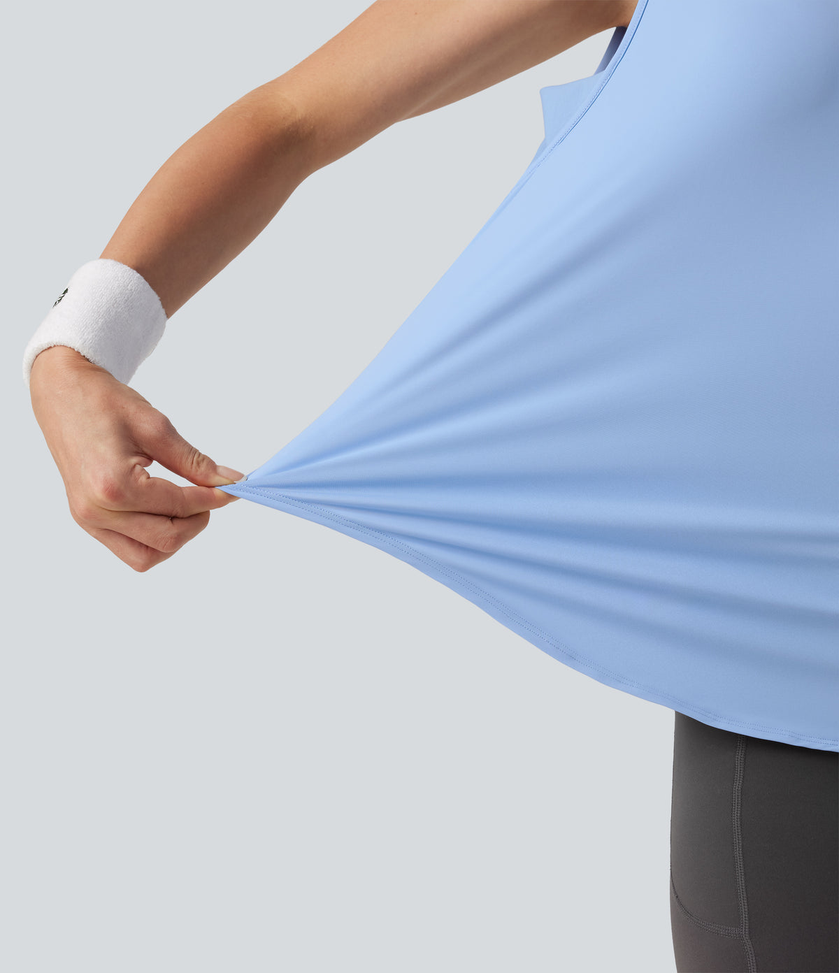 Round Neck Cut Out Curved Hem InstantCool Running Tank Top-UPF50+ — Sky Blue — view 6