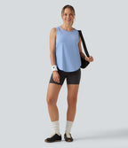 Round Neck Cut Out Curved Hem InstantCool Running Tank Top-UPF50+ — Sky Blue — view 7