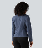 Round Neck Hook and Eye Work Blazer — Moon Harbor — view 2