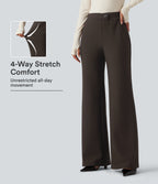 High Waisted Crossover Flare Work Trousers — Coffee Bean — view 1