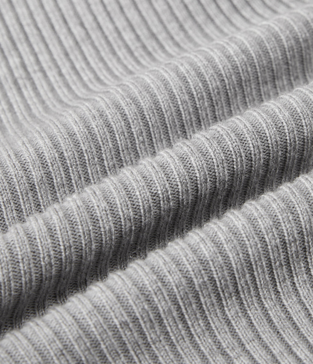 Lapel Long Sleeve Thumb Hole Work Jumper — Grey — view 8