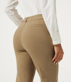 High Waisted Tapered Rolled Hem Work Cotton Trousers with Pockets — Starfish — view 5