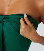 Tube Tie Front Built-in Bra Casual Top — Rain Forest — view 8