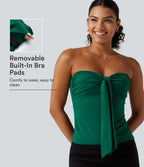 Tube Tie Front Built-in Bra Casual Top — Rain Forest — view 1