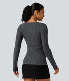 Boat Neck Long Sleeve Casual Jumper — Dark Grey — view 2