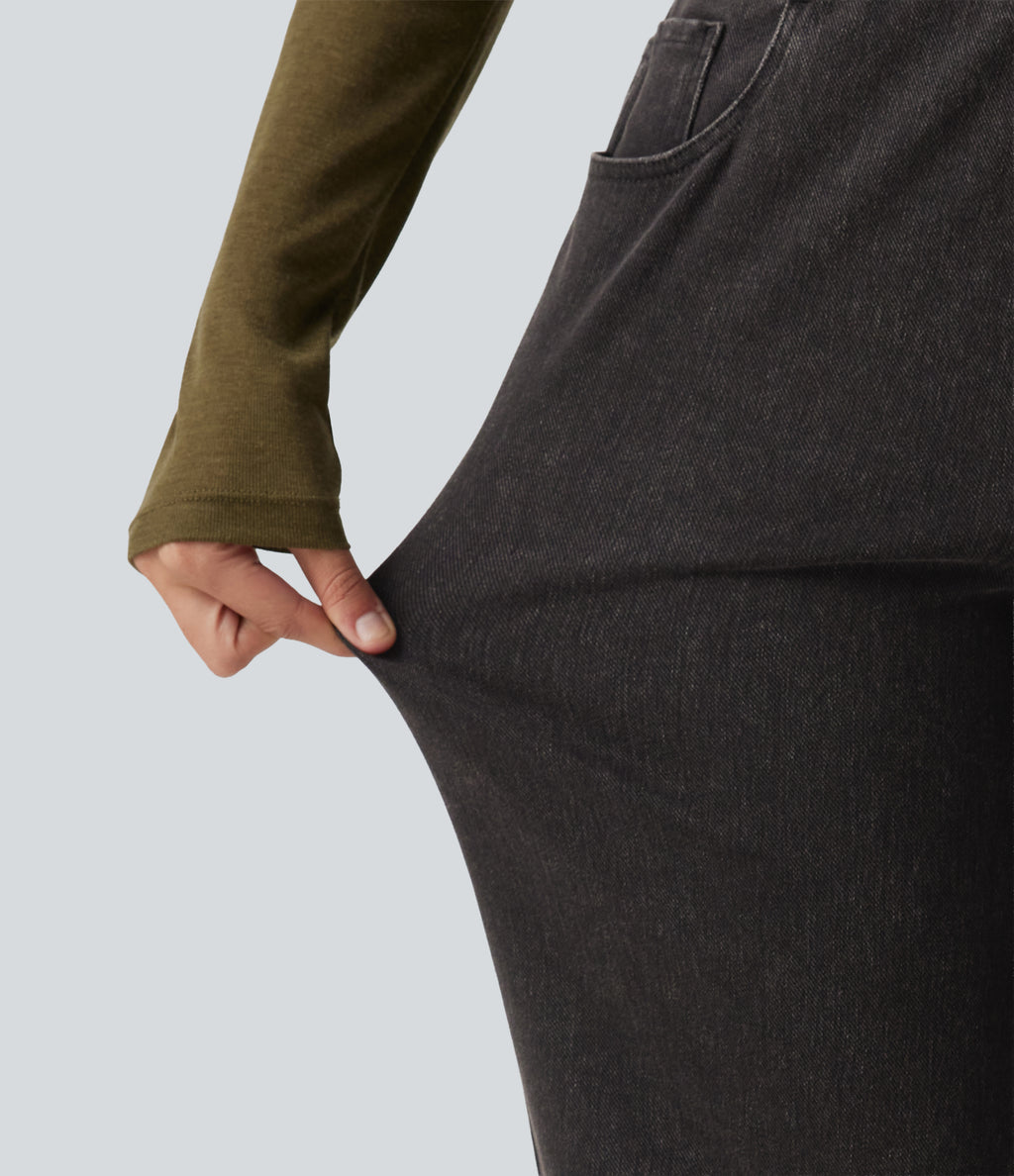 High Waisted Straight Leg Casual Jeans with Pockets — Phantom Denim — view 5