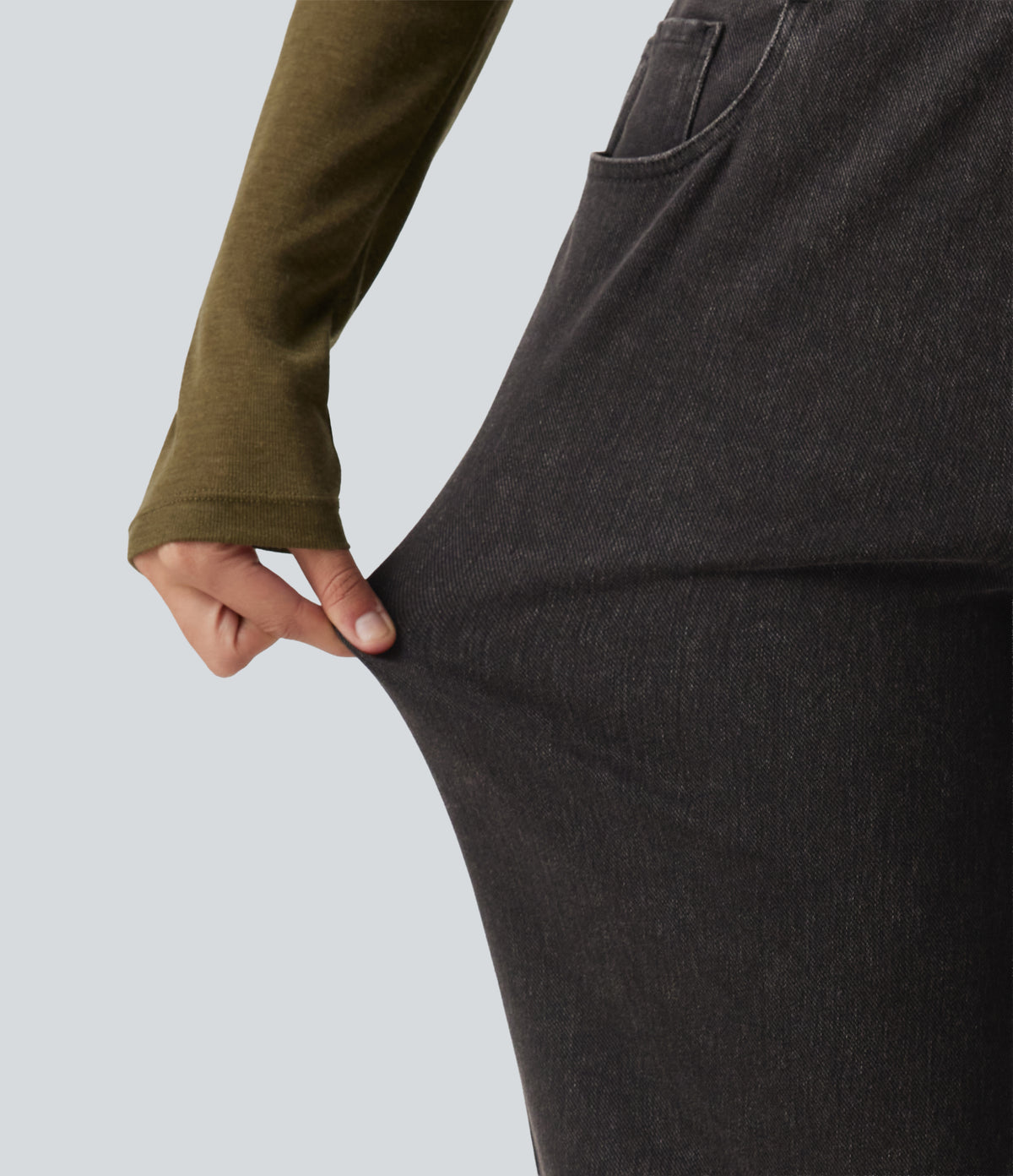 High Waisted Straight Leg Casual Jeans with Pockets — Phantom Denim — view 5