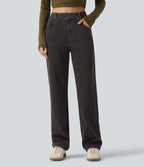 High Waisted Straight Leg Casual Jeans with Pockets — Phantom Denim — view 1