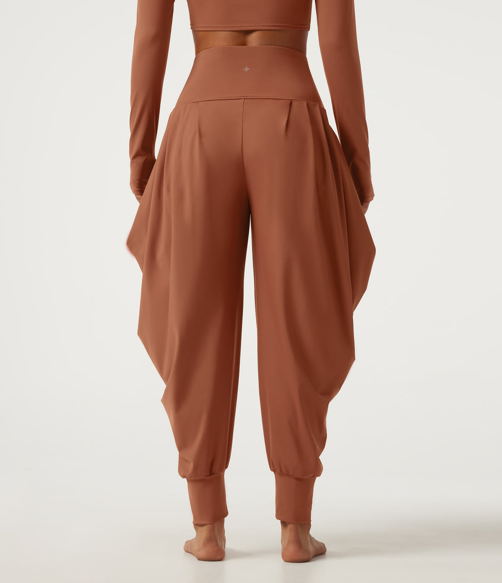 Airy High Waisted Stacked InstantCool Dance Joggers with Pockets — Orange Rust — view 2