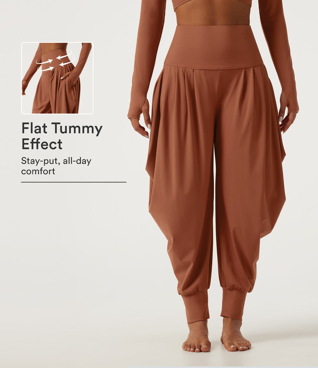 Airy High Waisted Stacked InstantCool Dance Joggers with Pockets — Orange Rust — view 1