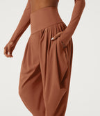 Airy High Waisted Stacked InstantCool Dance Joggers with Pockets — Orange Rust — view 6