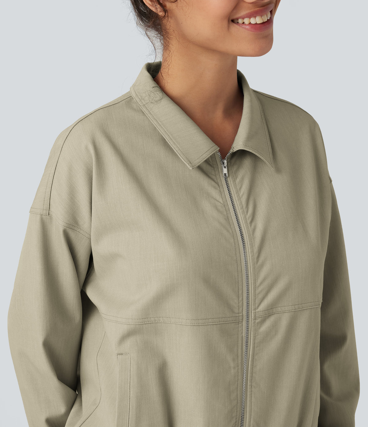 Long Sleeve Casual Jacket with Pockets — Fresh Curry — view 6