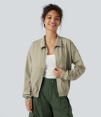 Long Sleeve Casual Jacket with Pockets — Fresh Curry — view 1