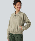 Long Sleeve Casual Jacket with Pockets — Fresh Curry — view 5