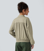 Long Sleeve Casual Jacket with Pockets — Fresh Curry — view 2