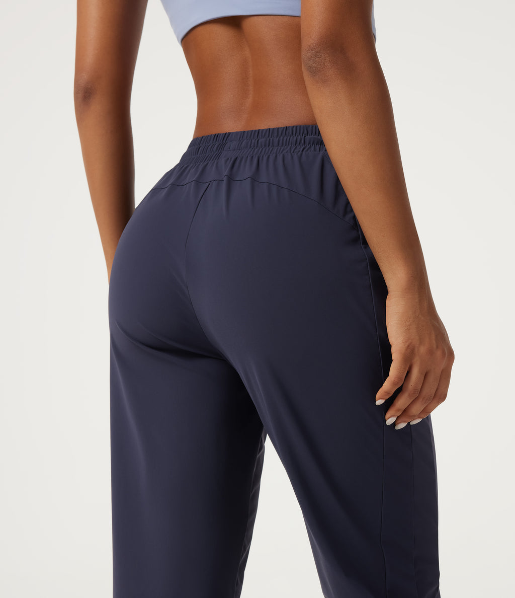 Mid Rise Drawstring Tapered Quick Dry InstantCool Running Joggers with Pockets — Peacoat — view 5