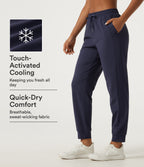 Mid Rise Drawstring Tapered Quick Dry InstantCool Running Joggers with Pockets — Peacoat — view 1