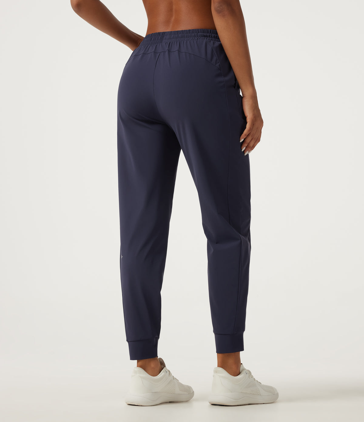 Mid Rise Drawstring Tapered Quick Dry InstantCool Running Joggers with Pockets — Peacoat — view 3