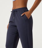 Mid Rise Drawstring Tapered Quick Dry InstantCool Running Joggers with Pockets — Peacoat — view 6