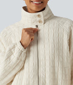 Stand Collar Long Sleeve Quilted Casual Jacket with Pockets — Pillowtalk - Light Beige — view 8