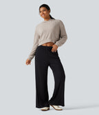 Ribbed Knit Hooded Long Sleeve Lounge Top — Smoked Olive — view 7