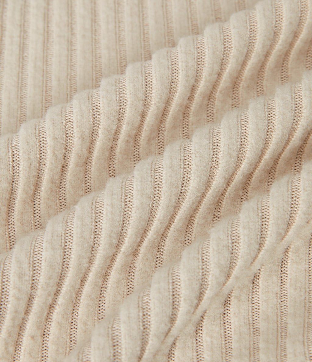 Ribbed Knit High Waisted Wide Leg Casual Trousers with Pockets — Whipped Taupe — view 8