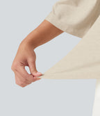 One Shoulder 3/4 Sleeve Ruched Casual Top — Whitecap Gray — view 6