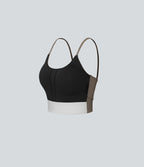 Ribbed Light Support U Neck Built-in Bra Yoga Tank Top — Dawn Brown — view 7