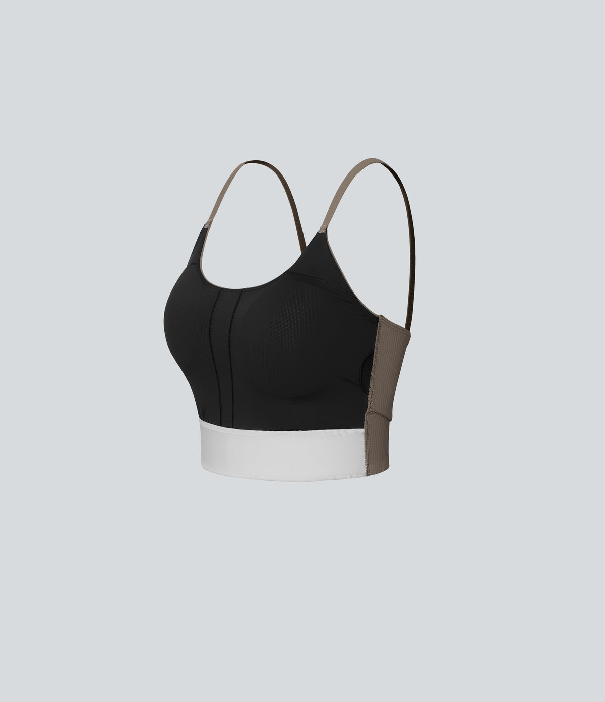 Ribbed Light Support U Neck Built-in Bra Yoga Tank Top — Dawn Brown — view 7