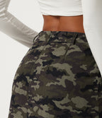 High Waisted Camo 2-in-1 A Line Mini Casual Skirt with Pocket — Heather Camo — view 7
