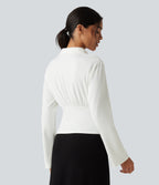 Flounce Long Sleeve Work Shirt — White — view 2