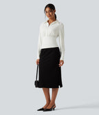 Flounce Long Sleeve Work Shirt — White — view 8