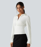 Flounce Long Sleeve Work Shirt — White — view 3