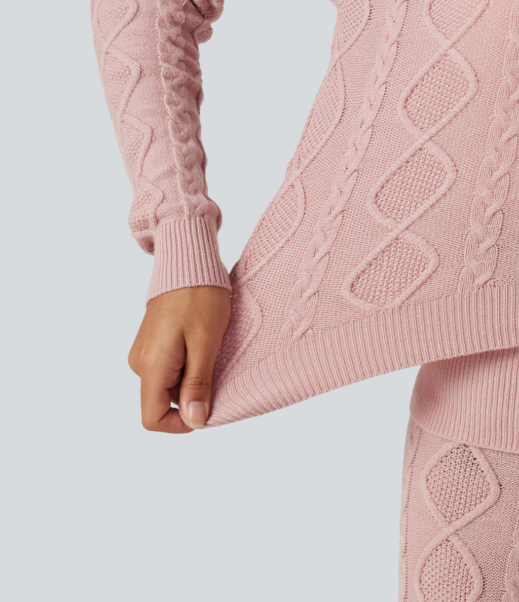 Hooded Long Sleeve Lounge Cardigan — Peachskin — view 6