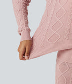 Hooded Long Sleeve Lounge Cardigan — Peachskin — view 6