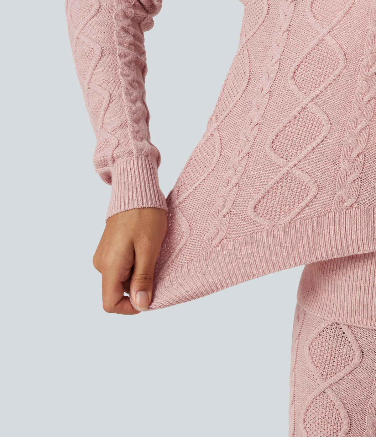 Hooded Long Sleeve Lounge Cardigan — Peachskin — view 6