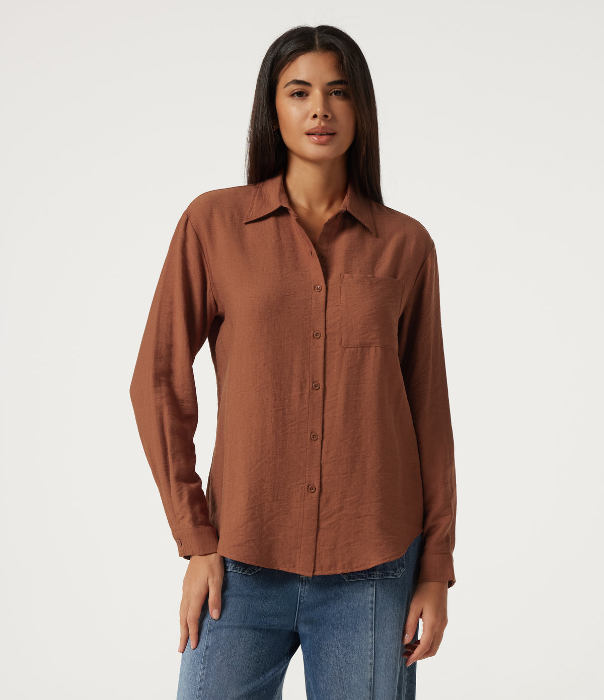 Long Sleeve Work Shirt with Pocket — Potter's Clay — view 5