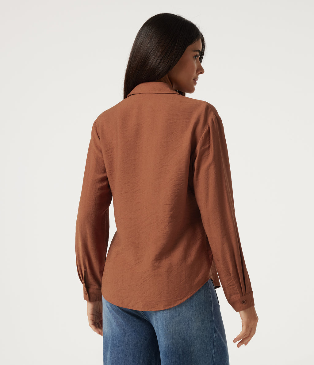 Long Sleeve Work Shirt with Pocket — Potter's Clay — view 2