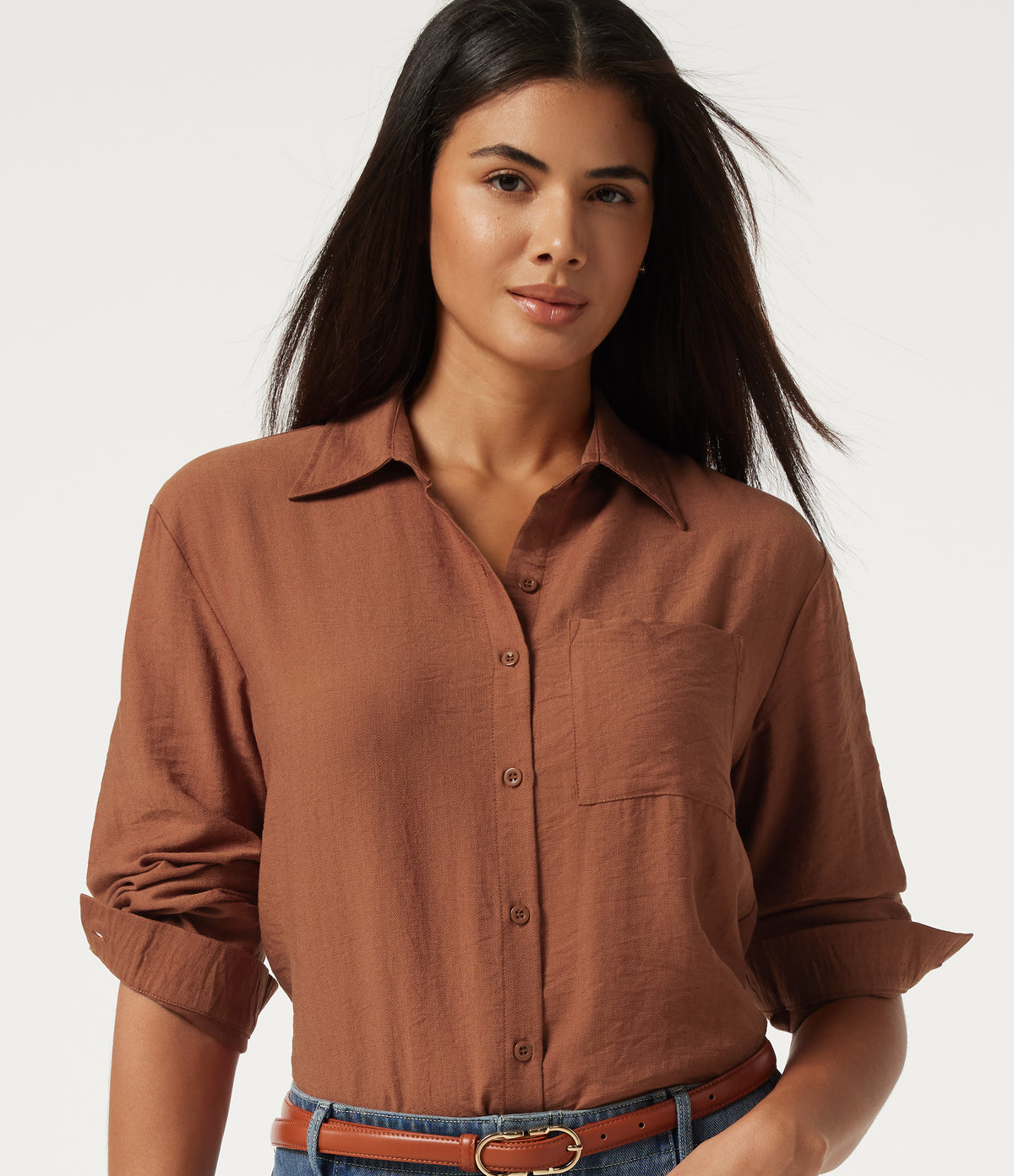 Long Sleeve Work Shirt with Pocket — Potter's Clay — view 6