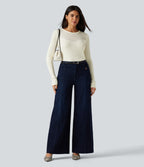 Round Neck Long Sleeve 2-in-1 Slim Casual Jumper — Snow White Oak — view 8