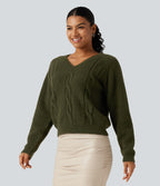 V Neck Raglan Long Sleeve Work Jumper — Lone Pine Green — view 4