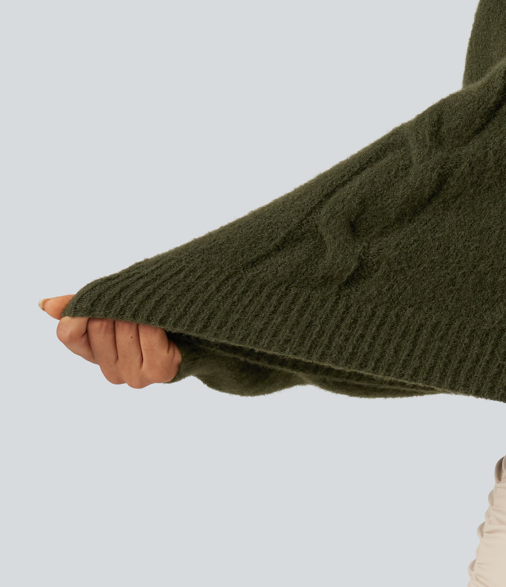 V Neck Raglan Long Sleeve Work Jumper — Lone Pine Green — view 6